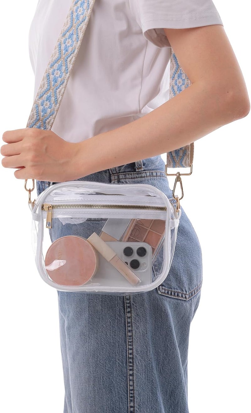 Fibrdoo Clear Bag Stadium Approved, Leather Clear Crossbody Purse Bag for Concerts Sports Events Festivals - Image 2